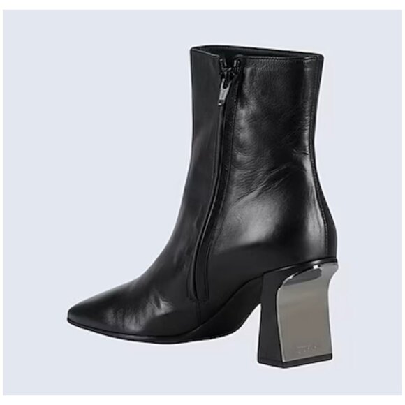 Furla Sirena Black Leather Square-Toe Ankle Boots Size7.5 or  38.5 Made In Italy - Picture 15 of 15